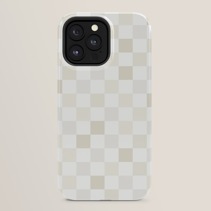 Checkerboard Check Pattern in Pale Light Neutral Beige White Tones iPhone Case Gallery Image 24