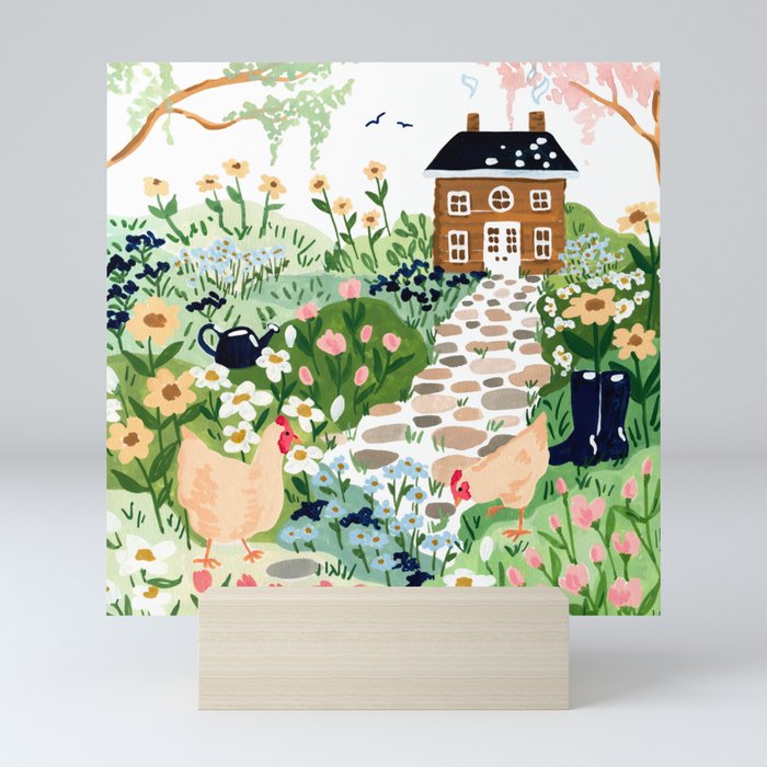 Chickens in the Garden Mini Art Print Gallery Image 5