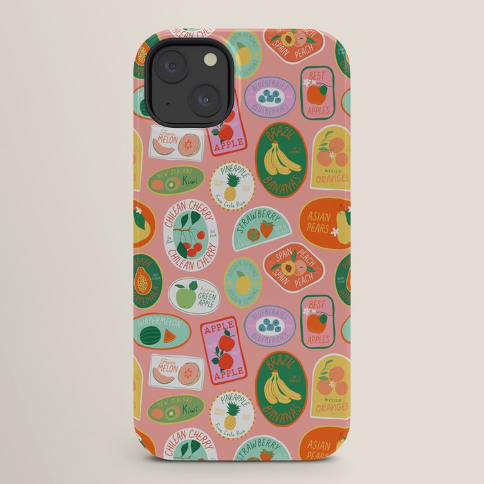 Vintage fruit sticker label cartoon pattern iPhone Case Gallery Image 26