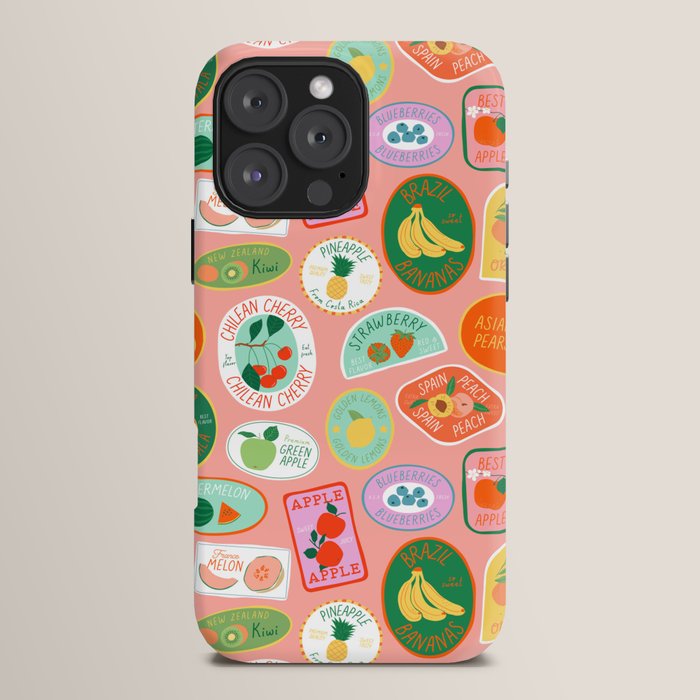 Vintage fruit sticker label cartoon pattern iPhone Case Gallery Image 16