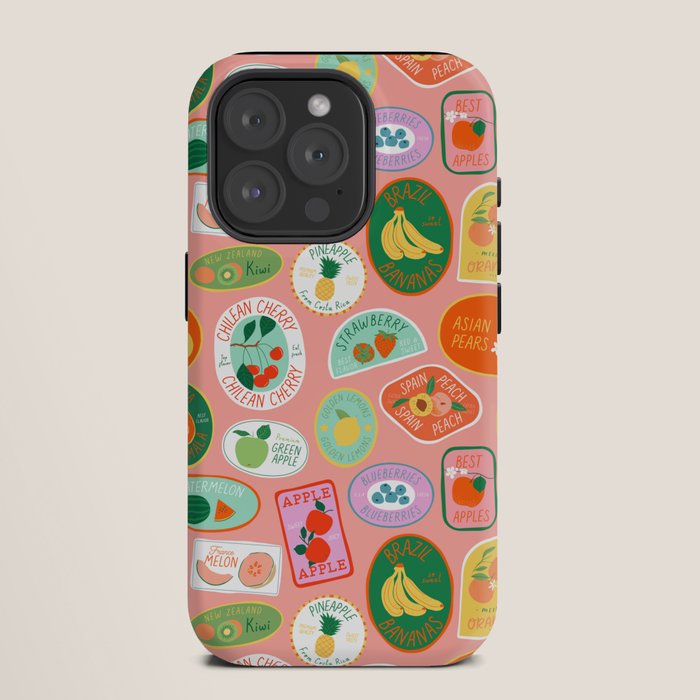 Vintage fruit sticker label cartoon pattern iPhone Case Gallery Image 11