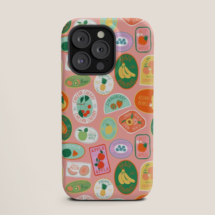 Vintage fruit sticker label cartoon pattern iPhone Case Gallery Image 19