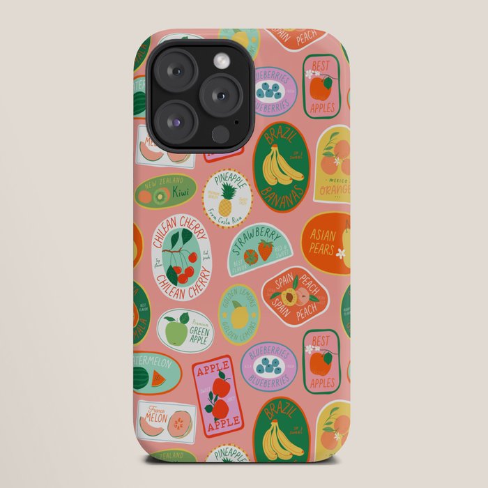 Vintage fruit sticker label cartoon pattern iPhone Case Gallery Image 20