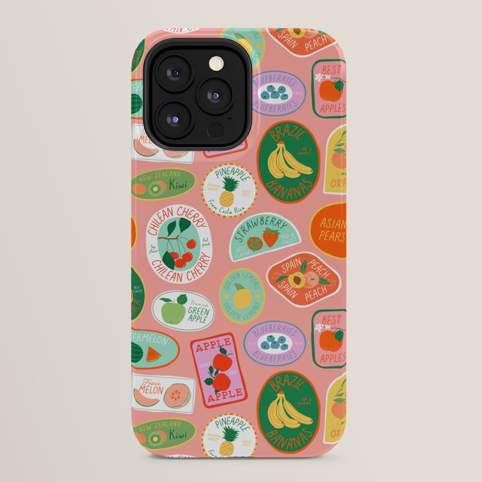 Vintage fruit sticker label cartoon pattern iPhone Case Gallery Image 32