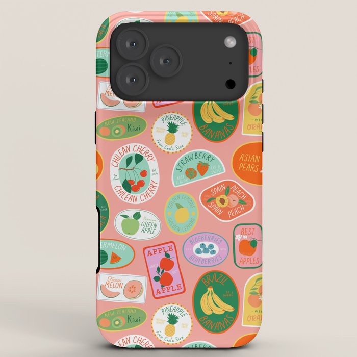 Vintage fruit sticker label cartoon pattern iPhone Case Gallery Image 8