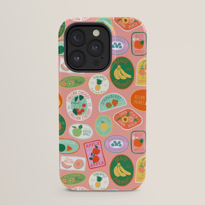Vintage fruit sticker label cartoon pattern iPhone Case Gallery Image 31