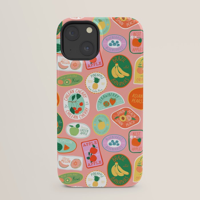 Vintage fruit sticker label cartoon pattern iPhone Case Gallery Image 29