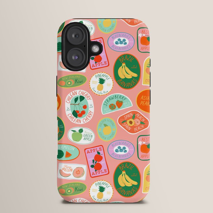 Vintage fruit sticker label cartoon pattern iPhone Case Gallery Image 13