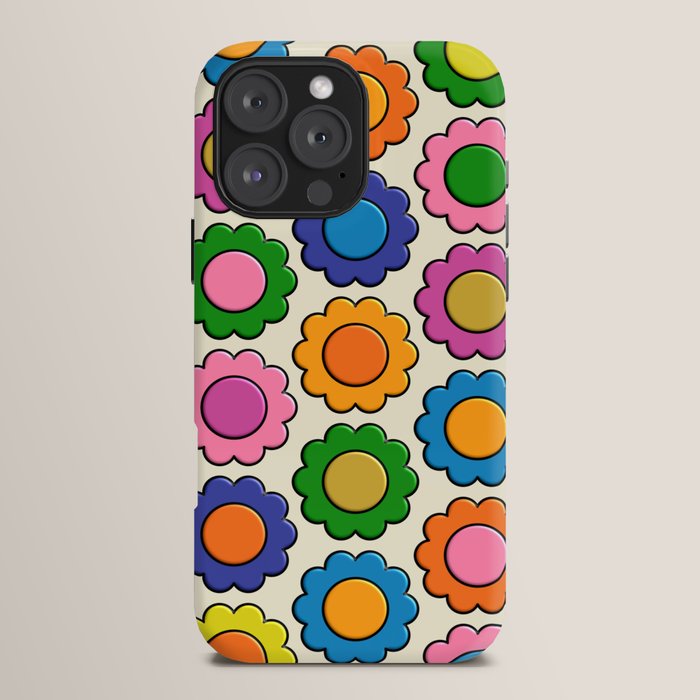 Colorful Flowers Happy Retro Plastic-Look Pattern iPhone Case Gallery Image 16