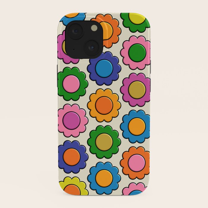 Colorful Flowers Happy Retro Plastic-Look Pattern iPhone Case Gallery Image 38