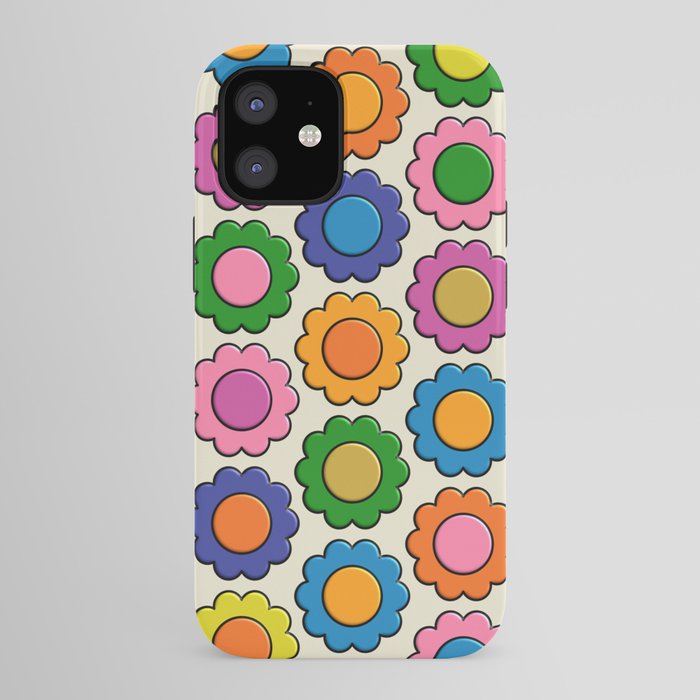Colorful Flowers Happy Retro Plastic-Look Pattern iPhone Case Gallery Image 41