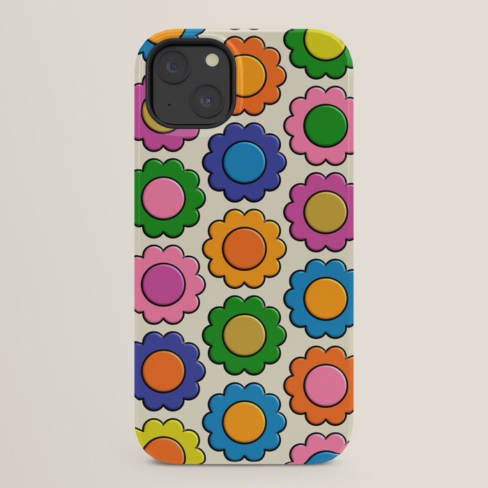 Colorful Flowers Happy Retro Plastic-Look Pattern iPhone Case Gallery Image 22