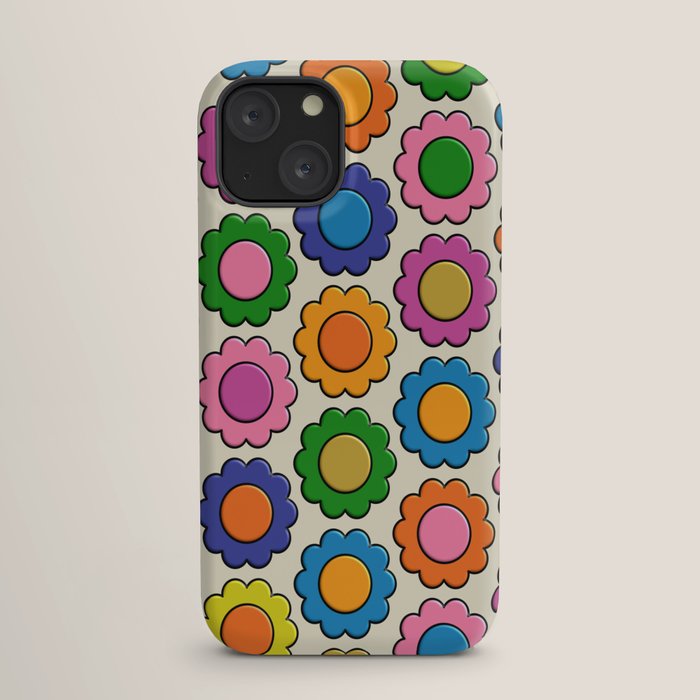 Colorful Flowers Happy Retro Plastic-Look Pattern iPhone Case Gallery Image 17