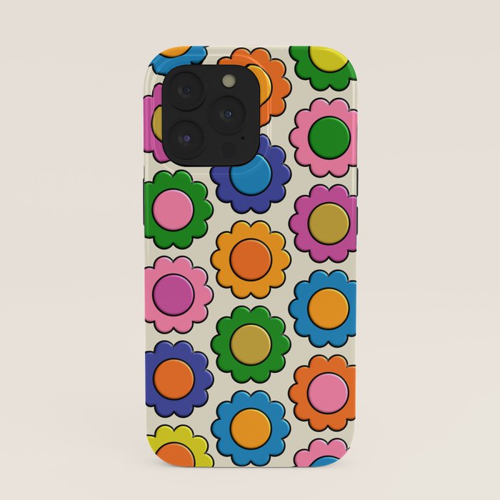 Colorful Flowers Happy Retro Plastic-Look Pattern iPhone Case Gallery Image 39