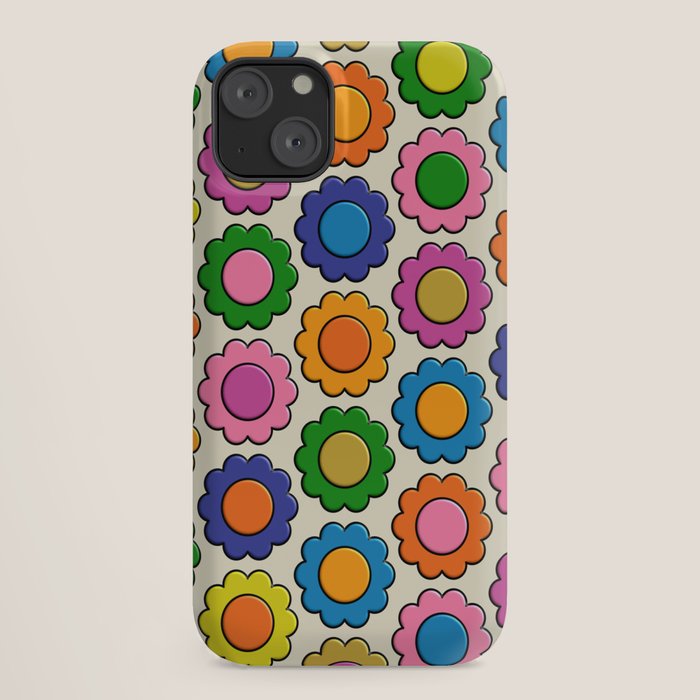 Colorful Flowers Happy Retro Plastic-Look Pattern iPhone Case Gallery Image 18