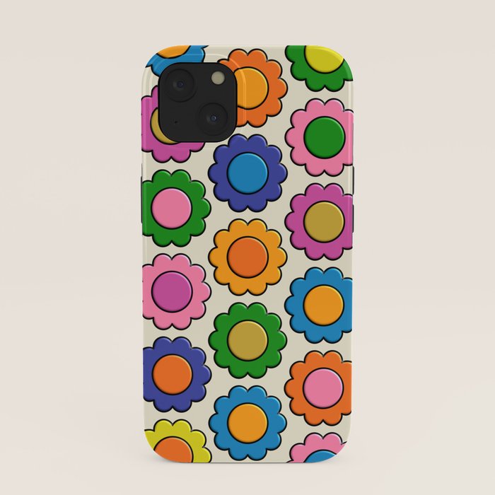 Colorful Flowers Happy Retro Plastic-Look Pattern iPhone Case Gallery Image 37