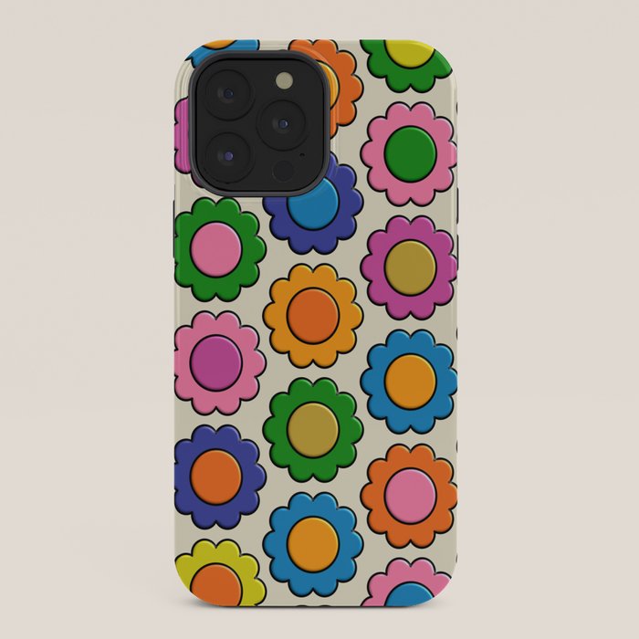 Colorful Flowers Happy Retro Plastic-Look Pattern iPhone Case Gallery Image 36