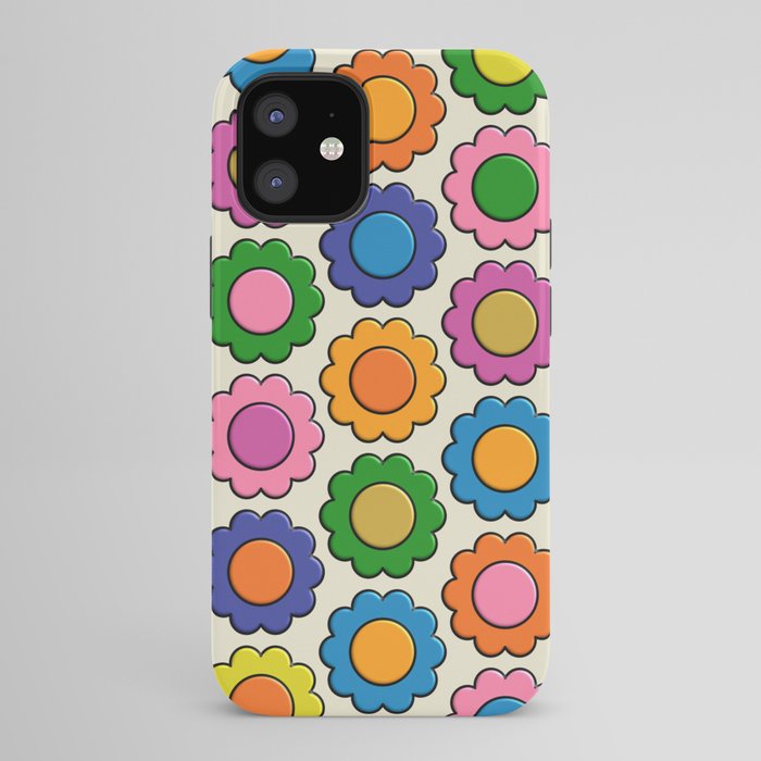 Colorful Flowers Happy Retro Plastic-Look Pattern iPhone Case Gallery Image 42
