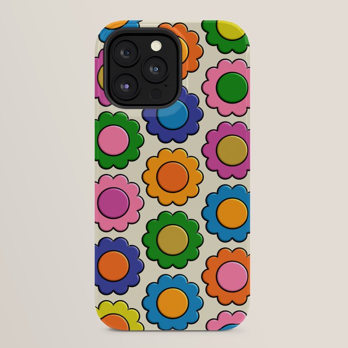 Colorful Flowers Happy Retro Plastic-Look Pattern iPhone Case Gallery Image 24