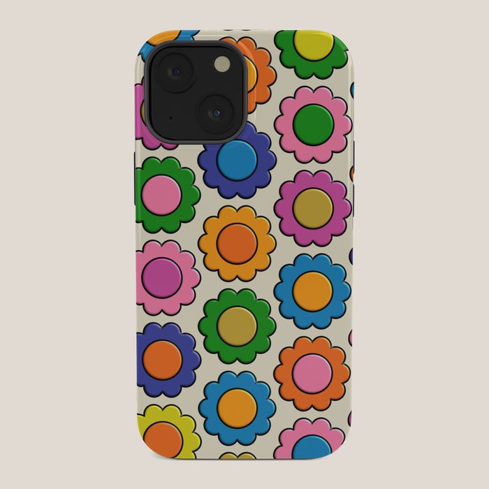 Colorful Flowers Happy Retro Plastic-Look Pattern iPhone Case Gallery Image 34
