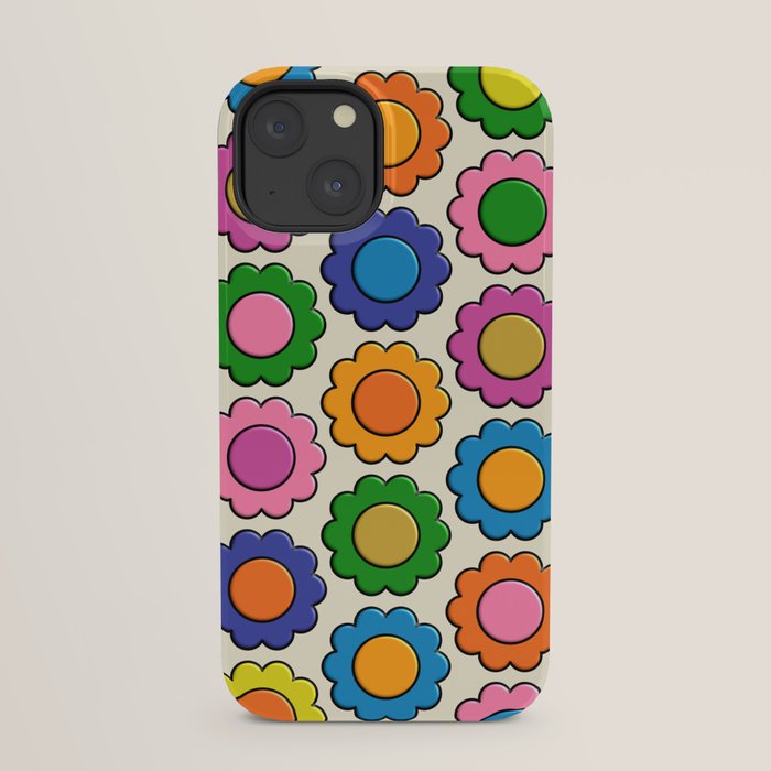 Colorful Flowers Happy Retro Plastic-Look Pattern iPhone Case Gallery Image 29