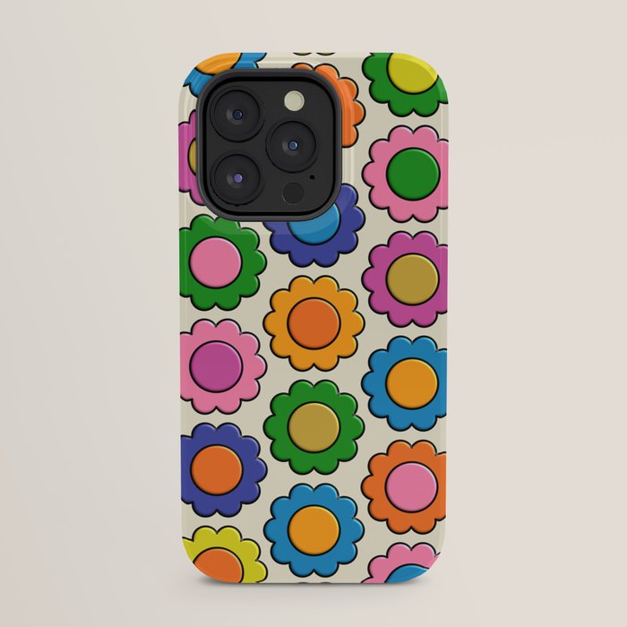 Colorful Flowers Happy Retro Plastic-Look Pattern iPhone Case Gallery Image 31