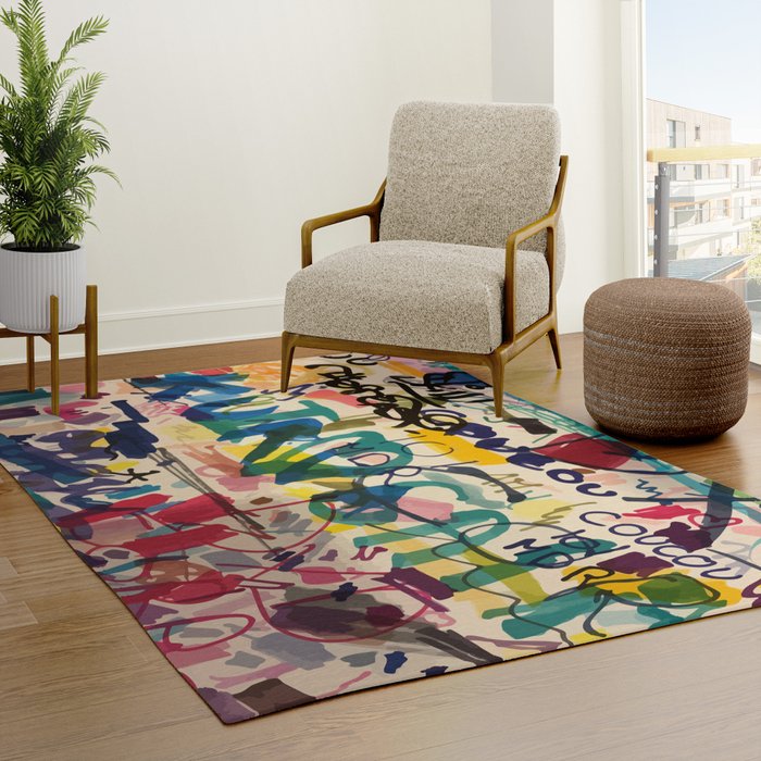 Urban Graffiti Paper Street Art Rug Gallery Image 3
