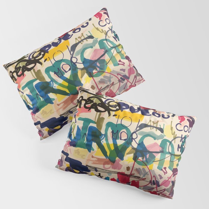 Urban Graffiti Paper Street Art Pillow Sham Gallery Image 1