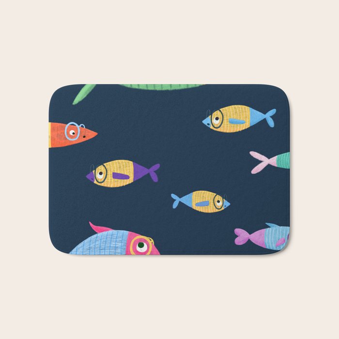 Multicolor fishes - blue Bath Mat Gallery Image 1