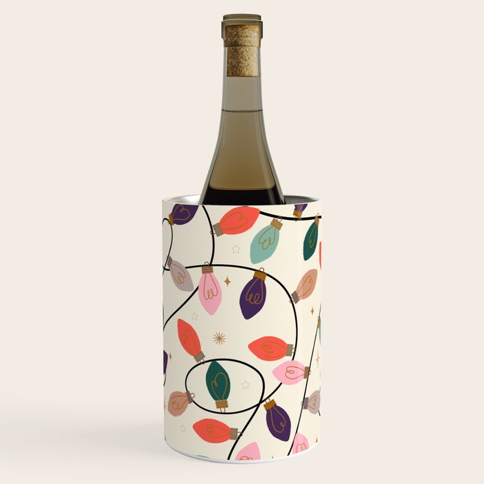Whimsical Festive String Lights Seamless Pattern Wine Chiller Gallery Image 1