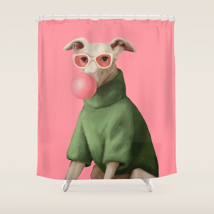 Bubblegum Pup Shower Curtain Gallery Image 1