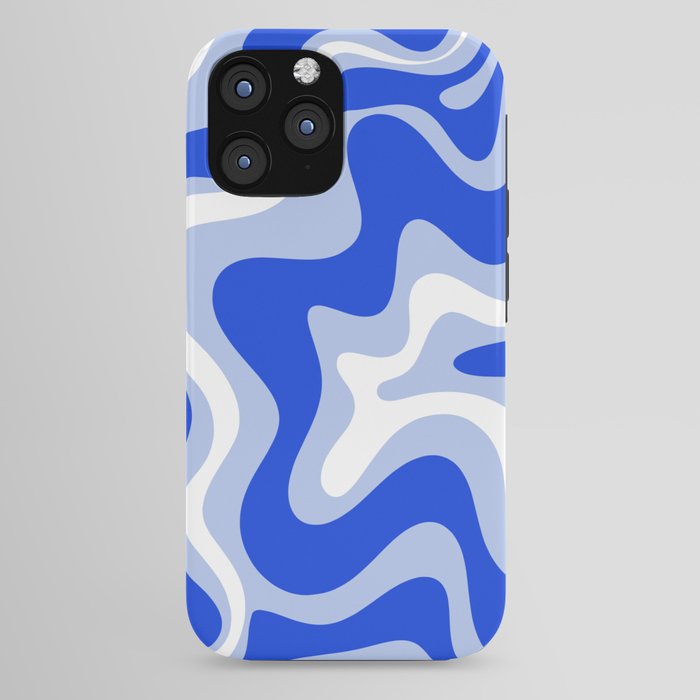 Retro Liquid Swirl Abstract Pattern Royal Blue, Light Blue, and White iPhone Case Gallery Image 44