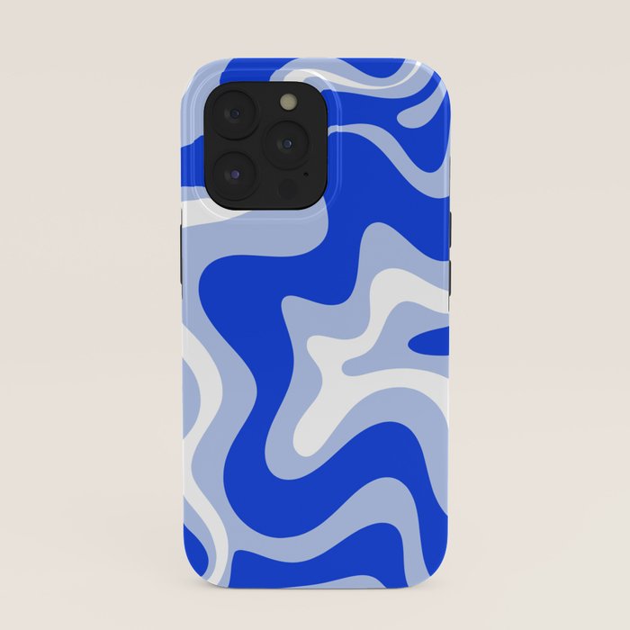 Retro Liquid Swirl Abstract Pattern Royal Blue, Light Blue, and White iPhone Case Gallery Image 39