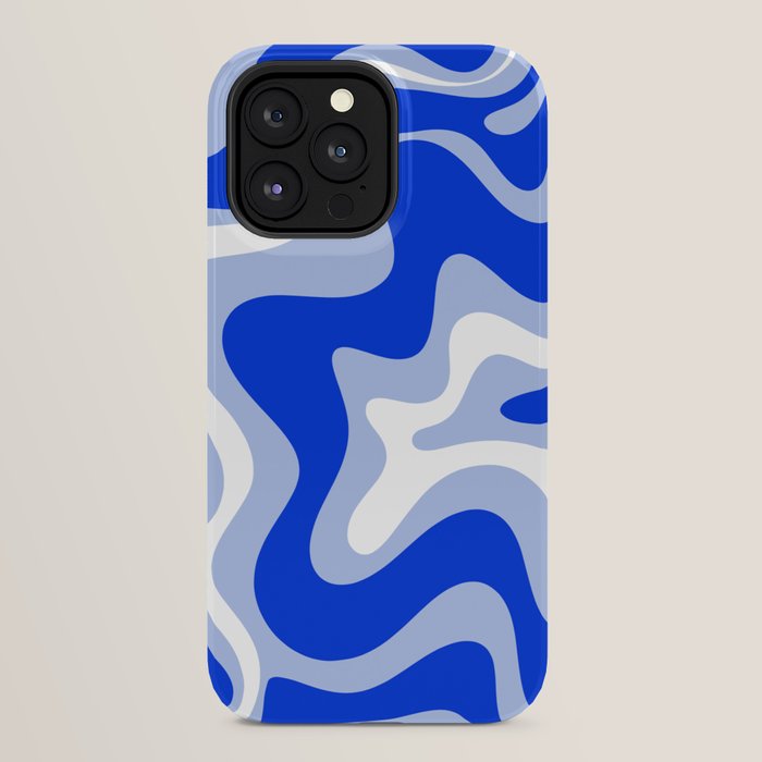 Retro Liquid Swirl Abstract Pattern Royal Blue, Light Blue, and White iPhone Case Gallery Image 32