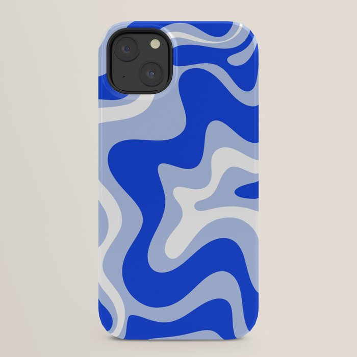 Retro Liquid Swirl Abstract Pattern Royal Blue, Light Blue, and White iPhone Case Gallery Image 30