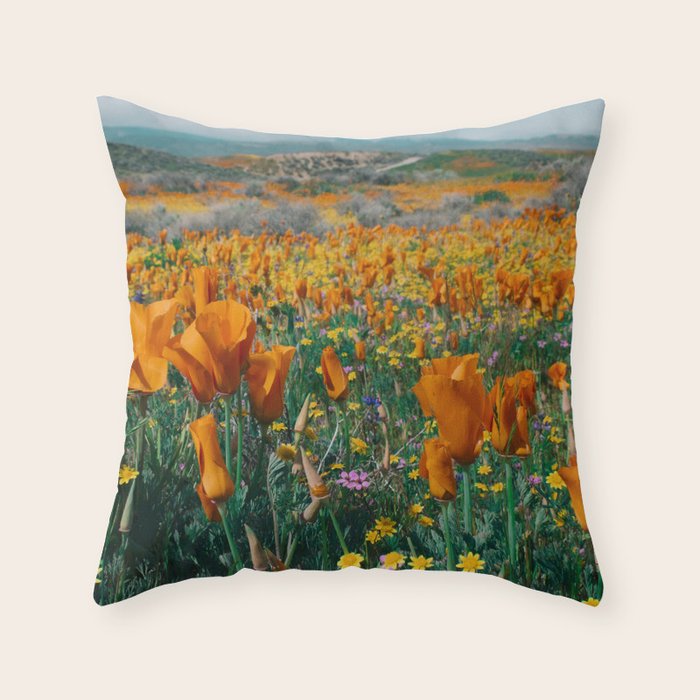 Wildflower Poppy Superbloom Throw Pillow Gallery Image 2