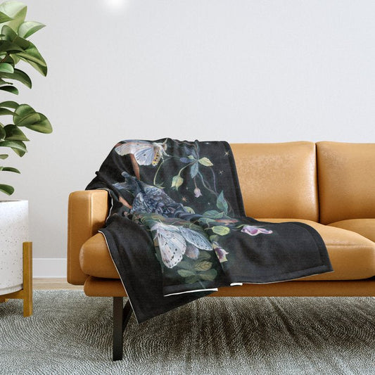 Moon Raven Throw Blanket Gallery Image 1