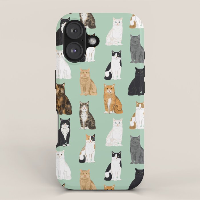 Cat breeds pattern kitty kittens cats tabby siamese white tortoiseshell iPhone Case Gallery Image 1