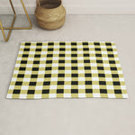 Gingham Large Yellow Black White Rug Gallery Image 1