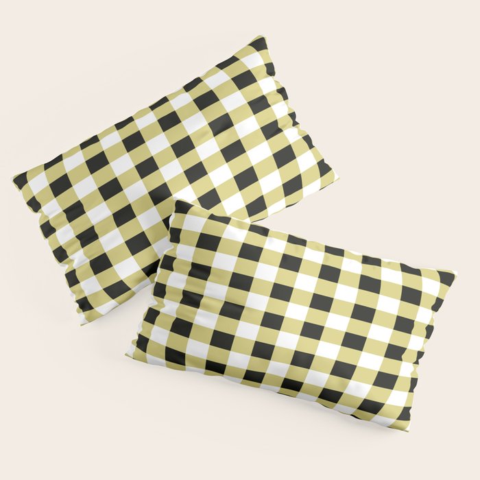 Gingham Large Yellow Black White Pillow Sham Gallery Image 4