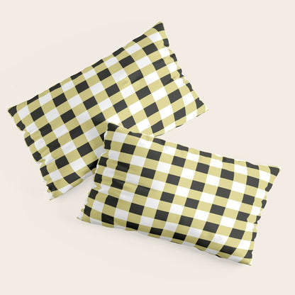 Gingham Large Yellow Black White Pillow Sham Gallery Image 4