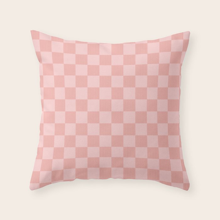 Textured Plaid pattern pink and white Throw Pillow Gallery Image 6