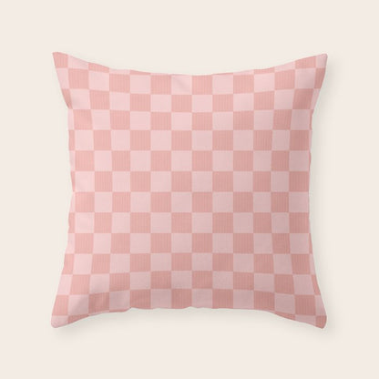 Textured Plaid pattern pink and white Throw Pillow Gallery Image 6