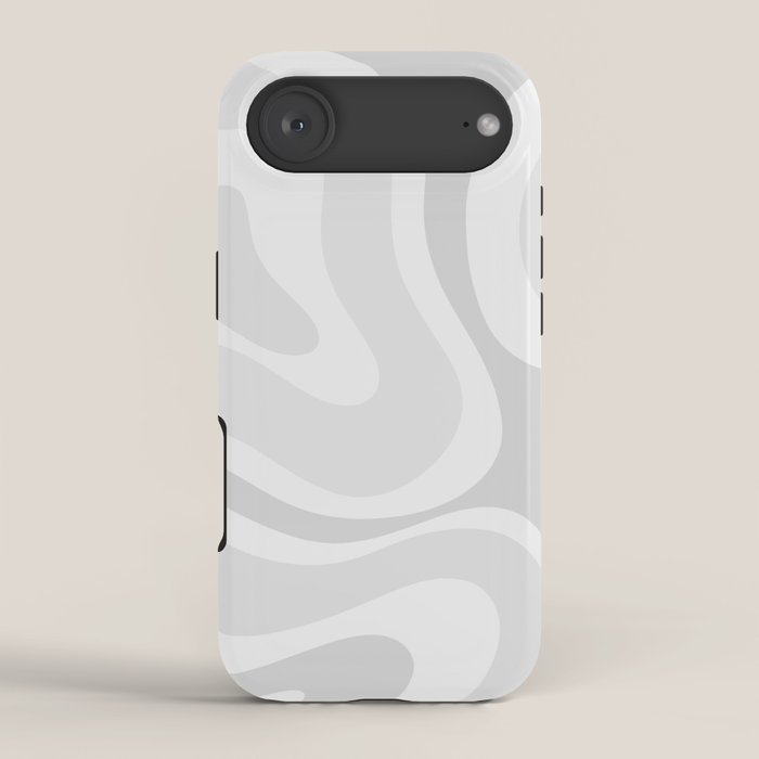 Modern Retro Liquid Swirl Abstract in Pale Grey iPhone Case Gallery Image 2