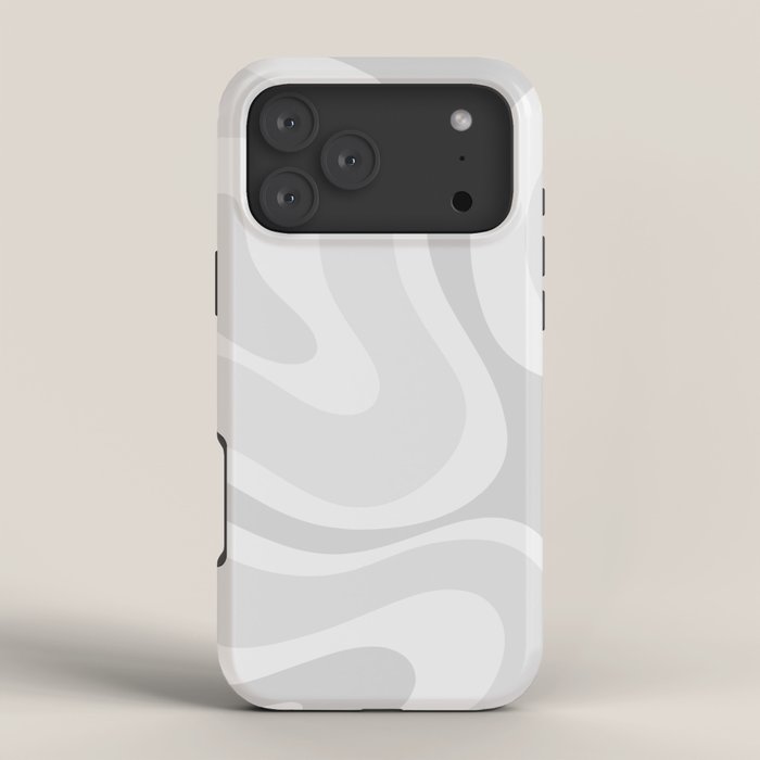 Modern Retro Liquid Swirl Abstract in Pale Grey iPhone Case Gallery Image 4