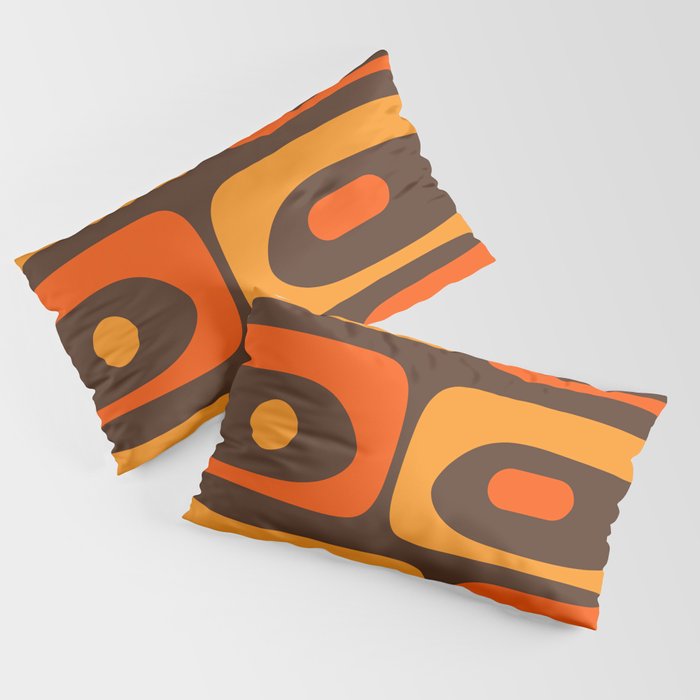 Mid-Century Modern Piquet Retro Minimalist Abstract in 70s Brown and Orange Pillow Sham Gallery Image 4