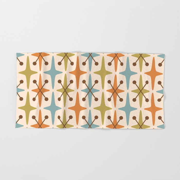 Mid Century Modern Googie Star Pattern Mid Mod Hand & Bath Towel Gallery Image 2