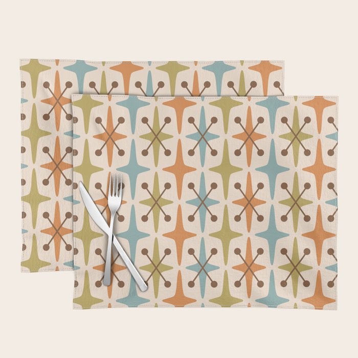 Mid Century Modern Googie Star Pattern Mid Mod Placemat Gallery Image 1