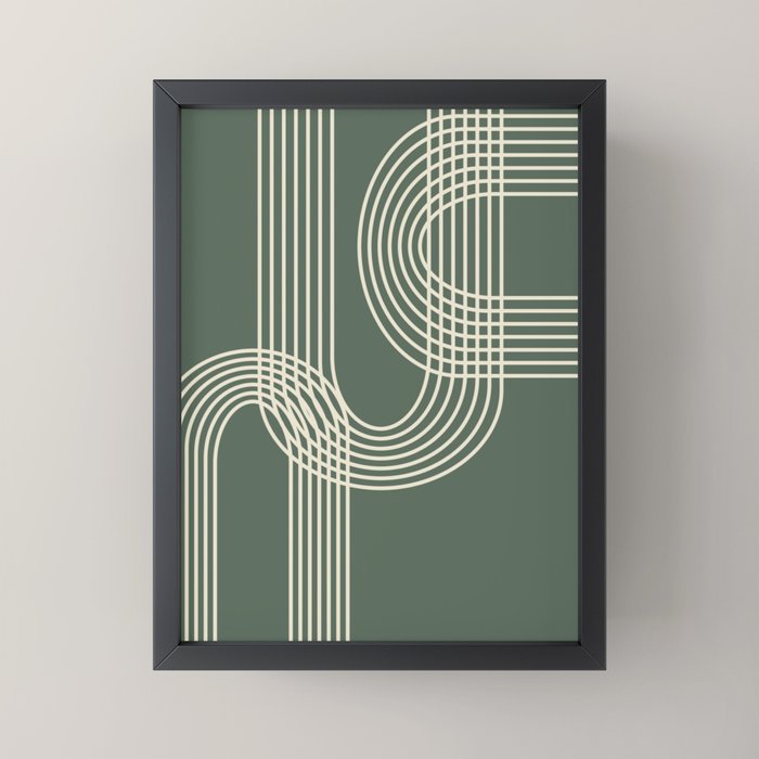 Minimalist Lines in Forest Green Mini Art Print Gallery Image 3