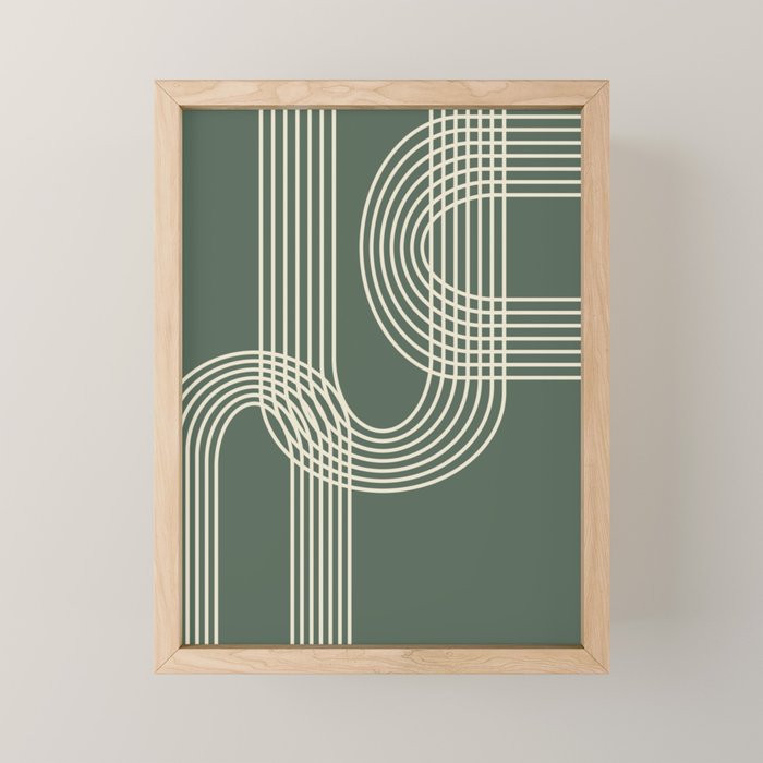 Minimalist Lines in Forest Green Mini Art Print Gallery Image 1